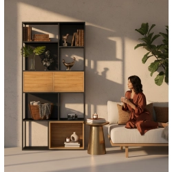 REGAŁ NA KSIĄŻKI METALOWE DREWNO LITE DĄB JESION OLCHA RNK-171